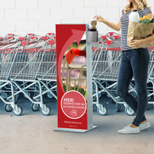 Afbeelding in Gallery-weergave laden, Informatie kolom met dispenser voor desinfectie doekjes