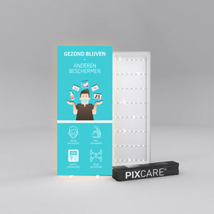Ontsmettingsdispenser met sensor, standaard en INFO LIGHTBOX